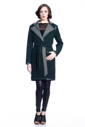 Margaret Reversible Wool/Cashmere Coat- Green/Grey