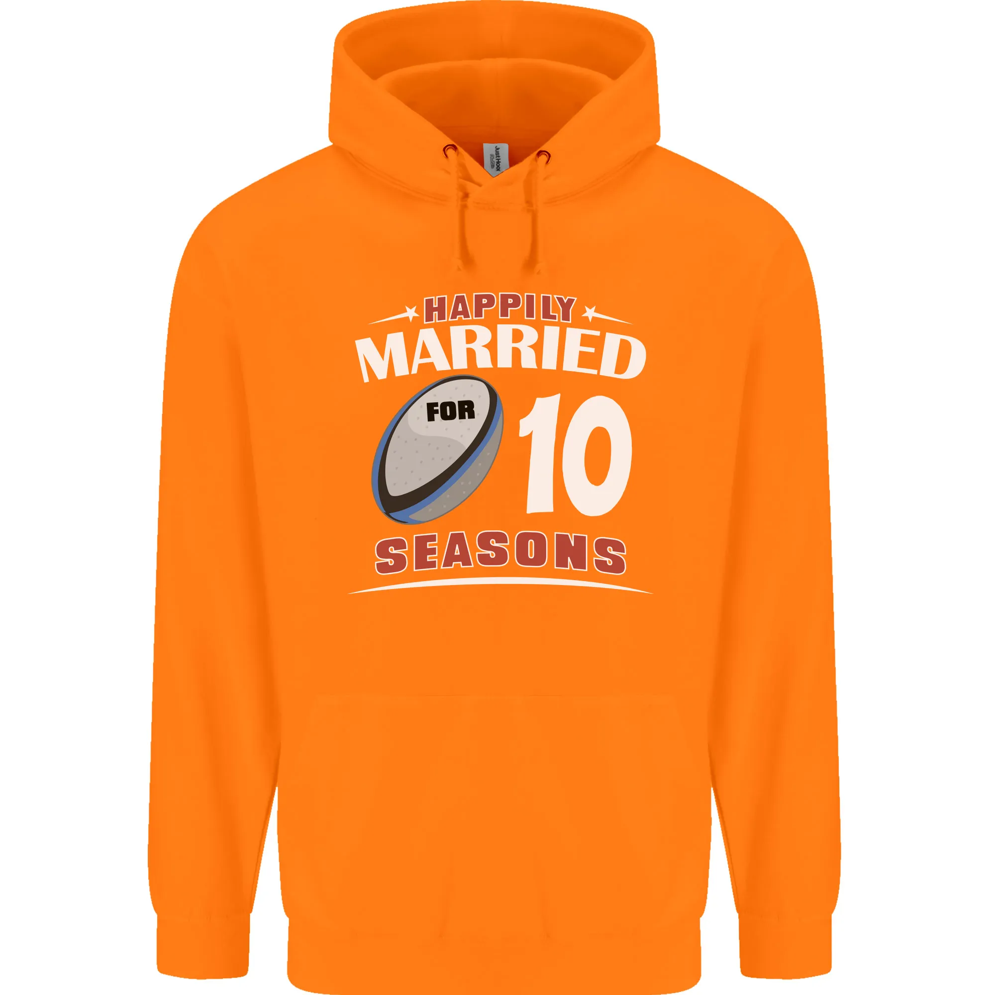 10 Year Wedding Anniversary 10th Rugby Mens 80% Cotton Hoodie