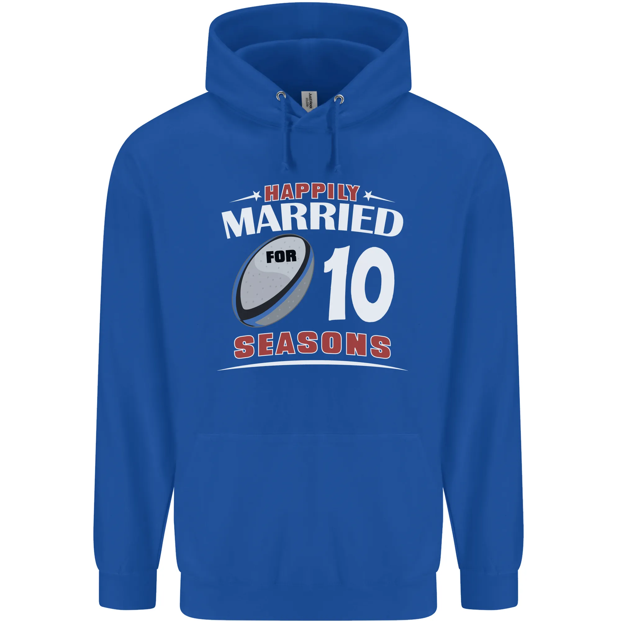 10 Year Wedding Anniversary 10th Rugby Mens 80% Cotton Hoodie