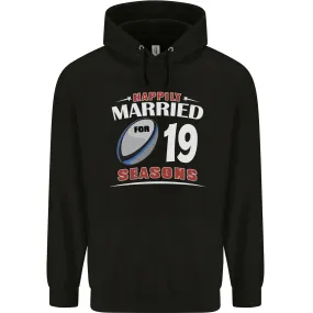 19 Year Wedding Anniversary 19th Rugby Mens 80% Cotton Hoodie