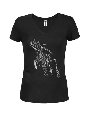 1911 Gun Schematic Juniors V Neck T-Shirt