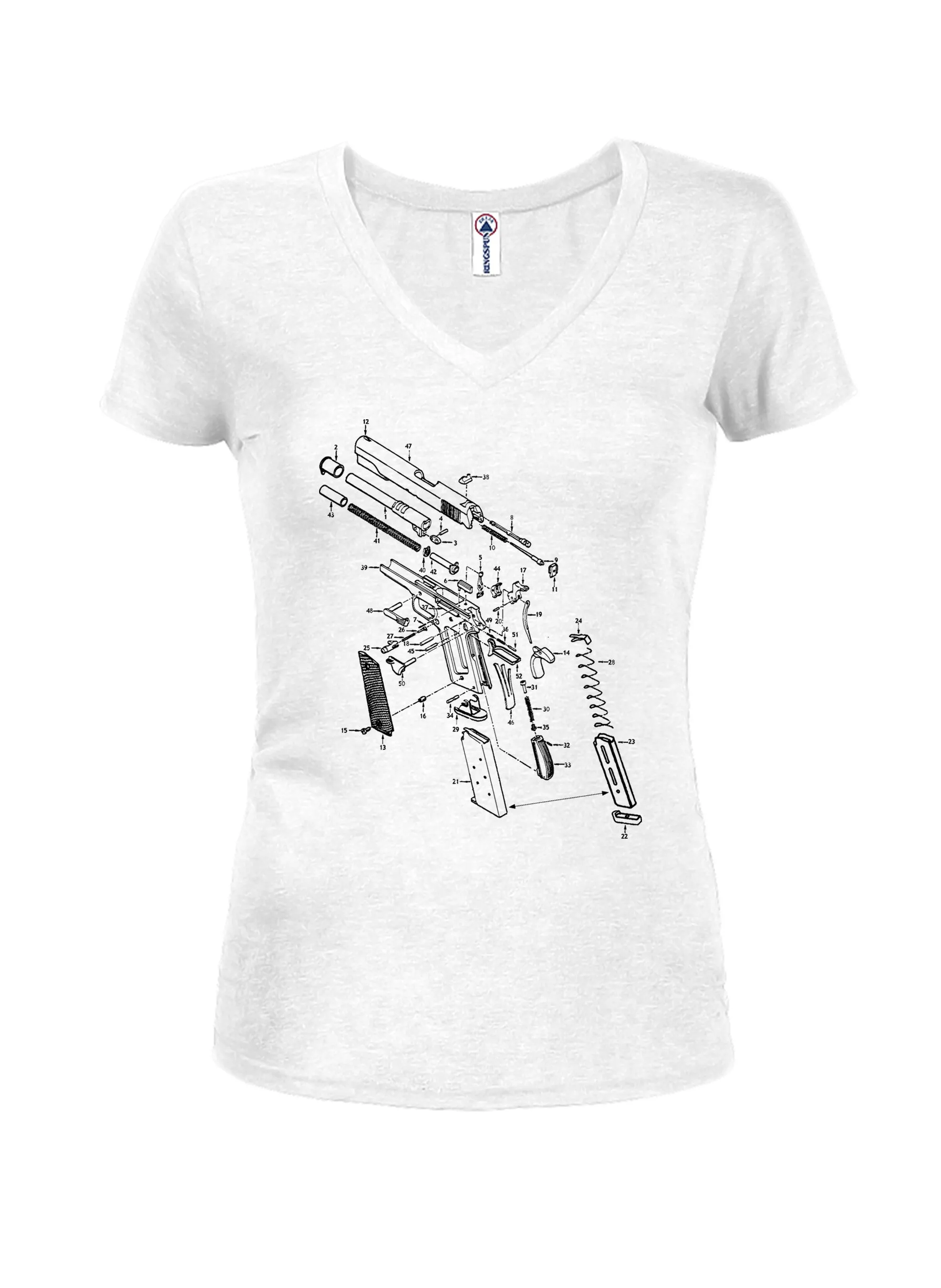 1911 Gun Schematic Juniors V Neck T-Shirt