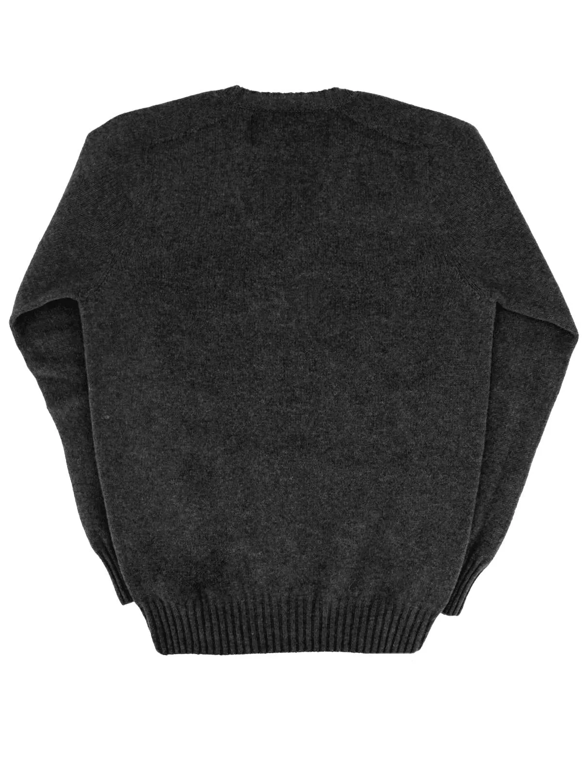 1940s Vintage Scottish Lambswool V-Neck Jumper in Charcoal Grey