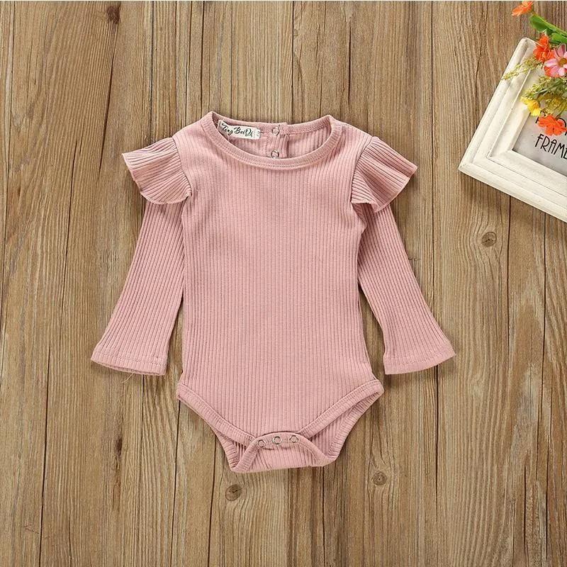 2-piece Solid Ruffle Bodysuit & Pants for Baby Girl Wholesale children's clothing