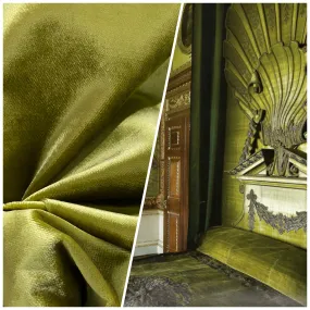 2 Yard Remnant: Prince Kanaan Designer Made In Belgium Upholstery Velvet Fabric- Green Yellow