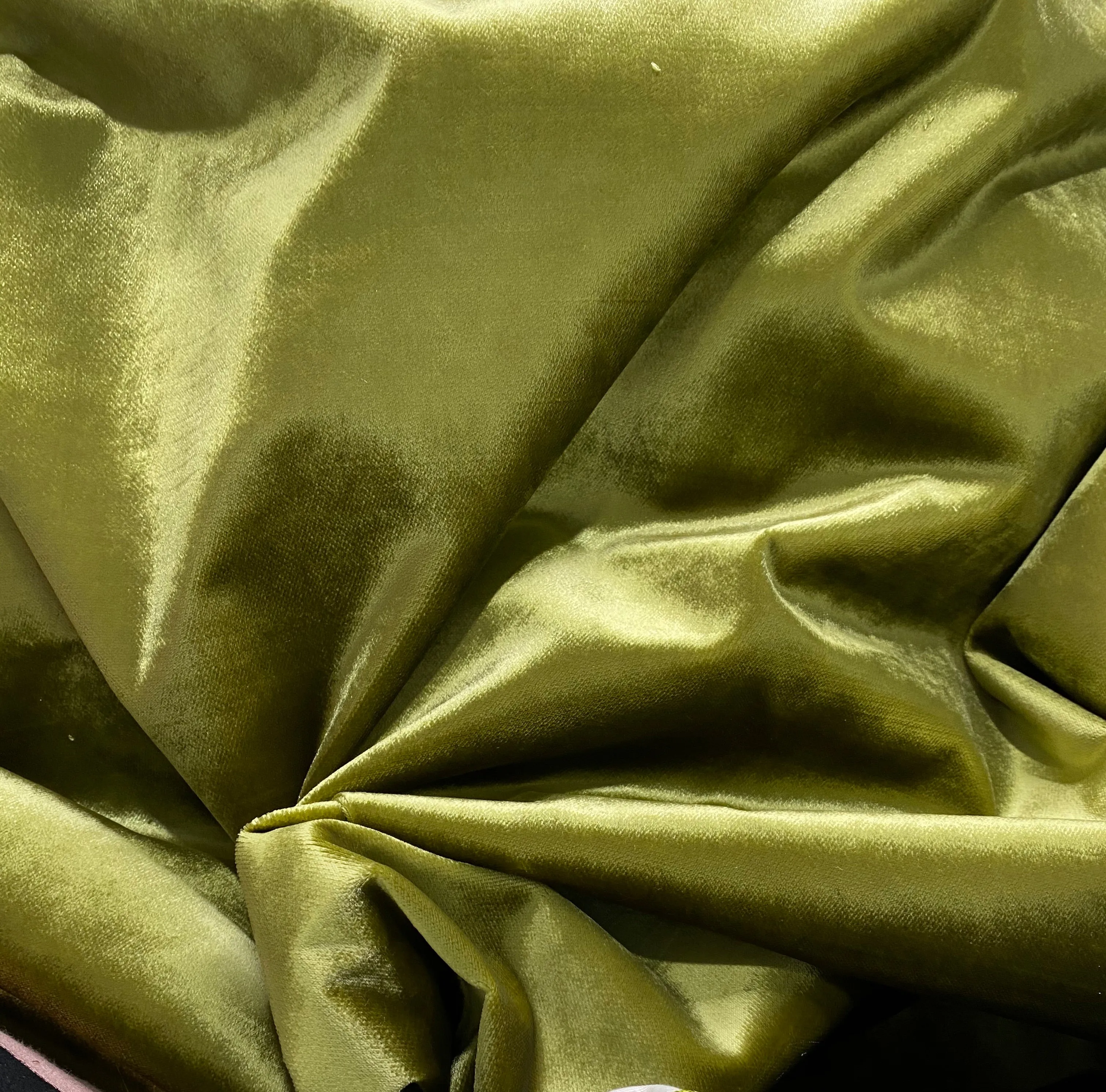 2 Yard Remnant: Prince Kanaan Designer Made In Belgium Upholstery Velvet Fabric- Green Yellow