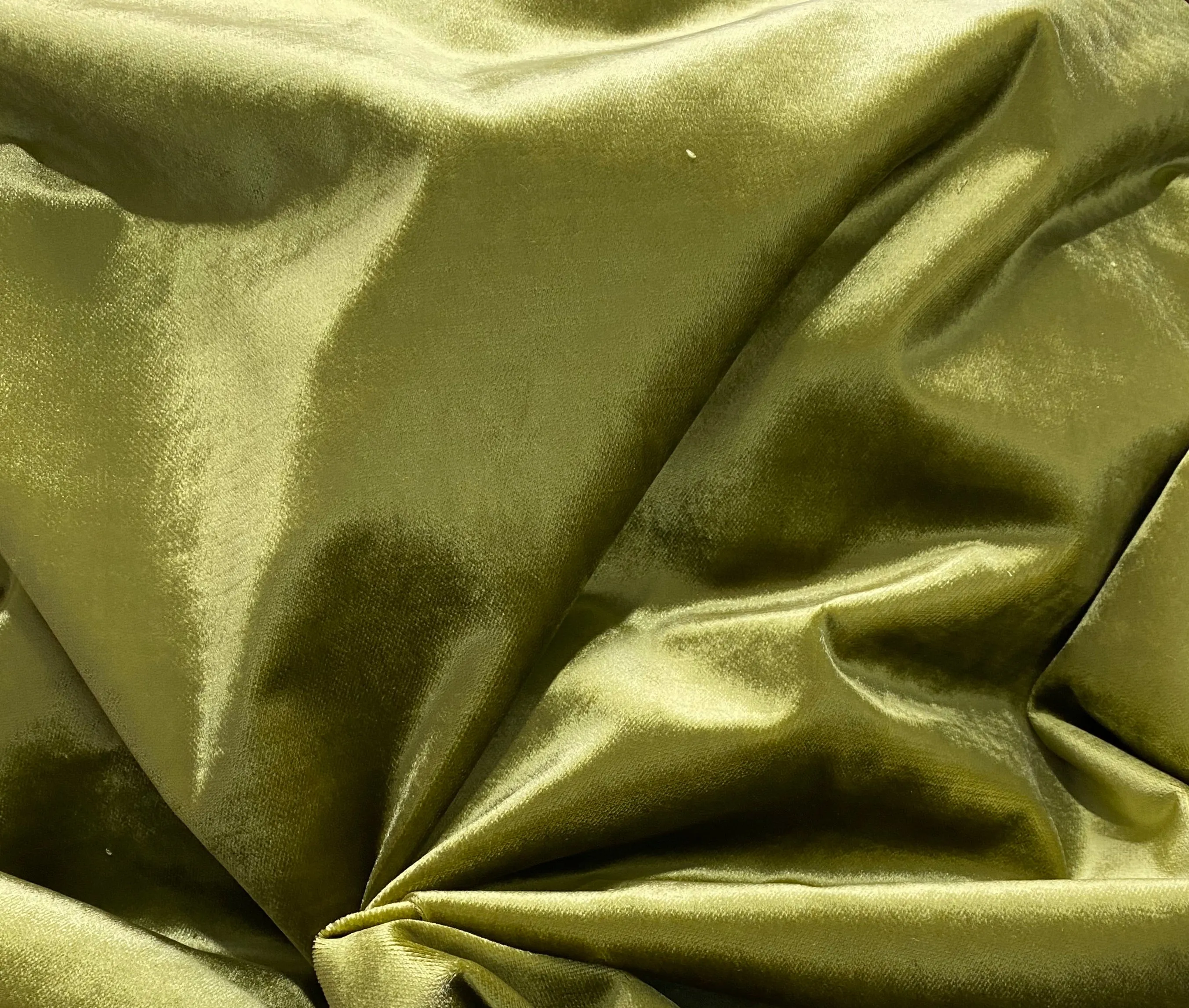 2 Yard Remnant: Prince Kanaan Designer Made In Belgium Upholstery Velvet Fabric- Green Yellow