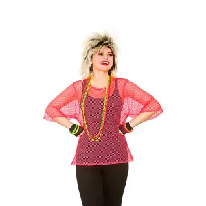 80's Neon Pink Mesh Top