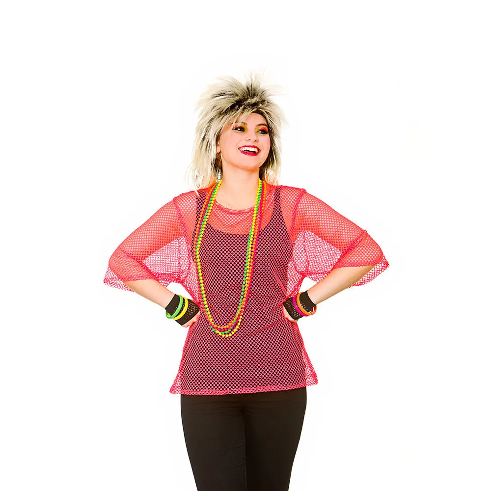 80's Neon Pink Mesh Top