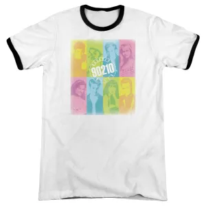 90210 Color Block of Friends Heather Ringer Mens T Shirt White