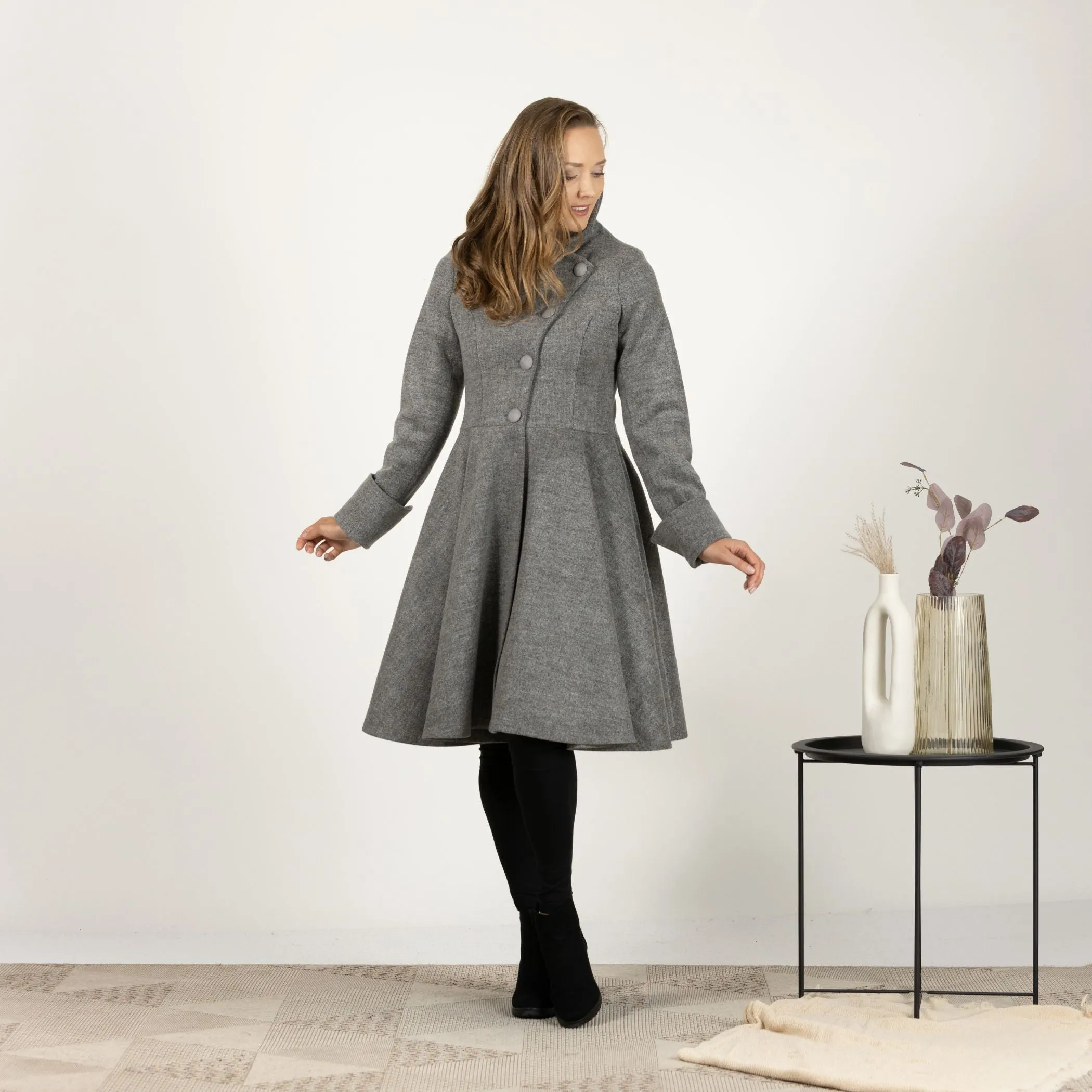 A-line Buttoned Winter Coat