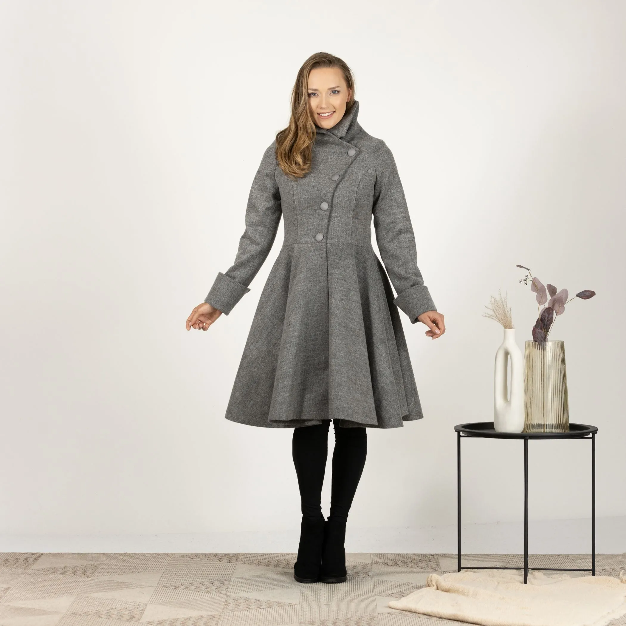 A-line Buttoned Winter Coat