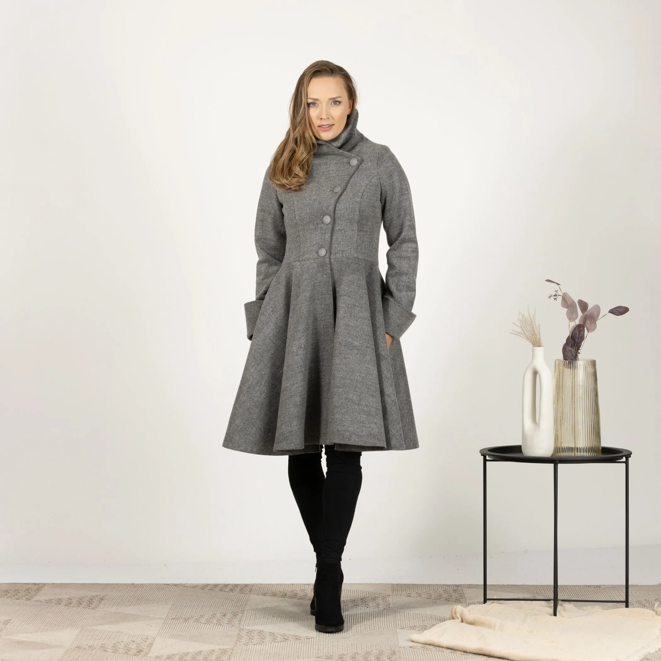 A-line Buttoned Winter Coat