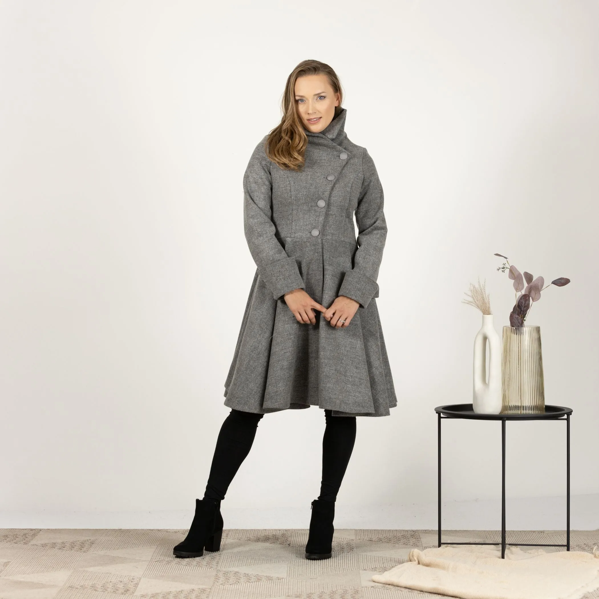 A-line Buttoned Winter Coat