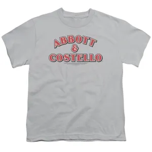 Abbott & Costello Logo Kids Youth T Shirt Silver