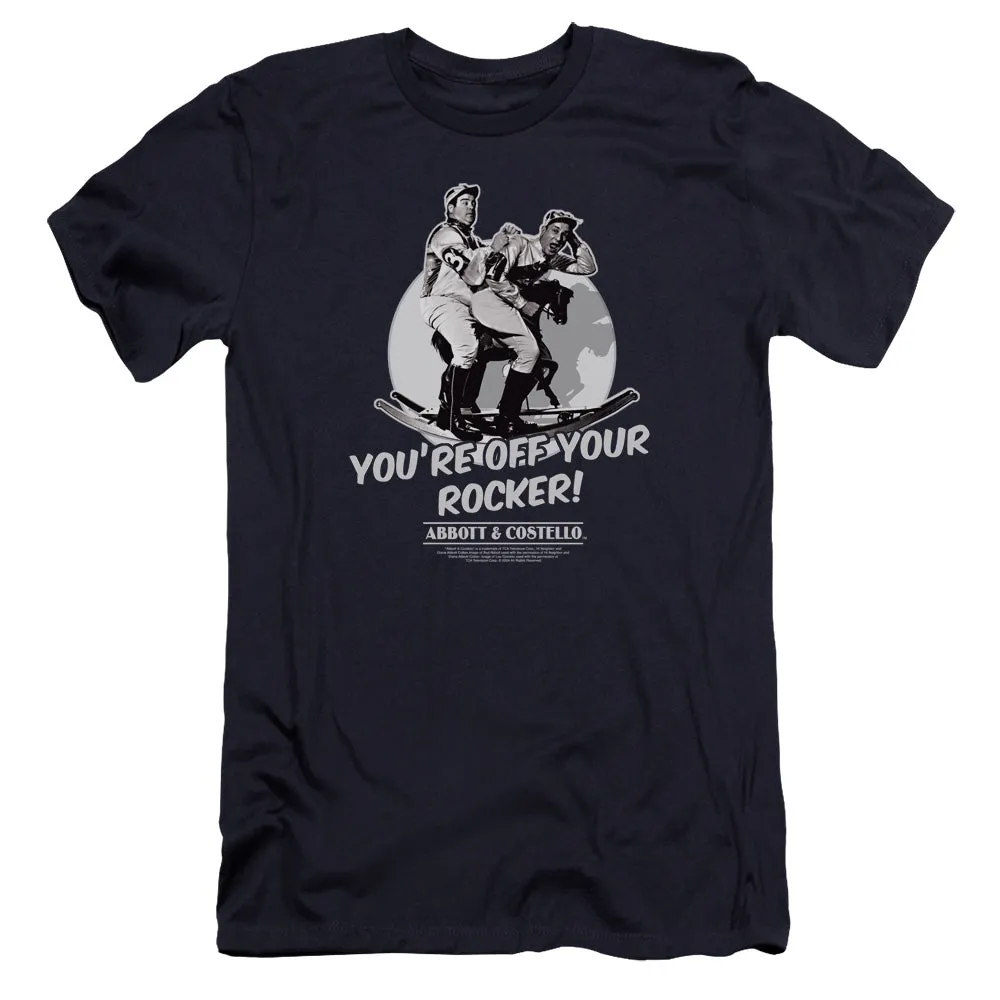 Abbott & Costello Off Your Rocker Premium Bella Canvas Slim Fit Mens T Shirt Navy Blue