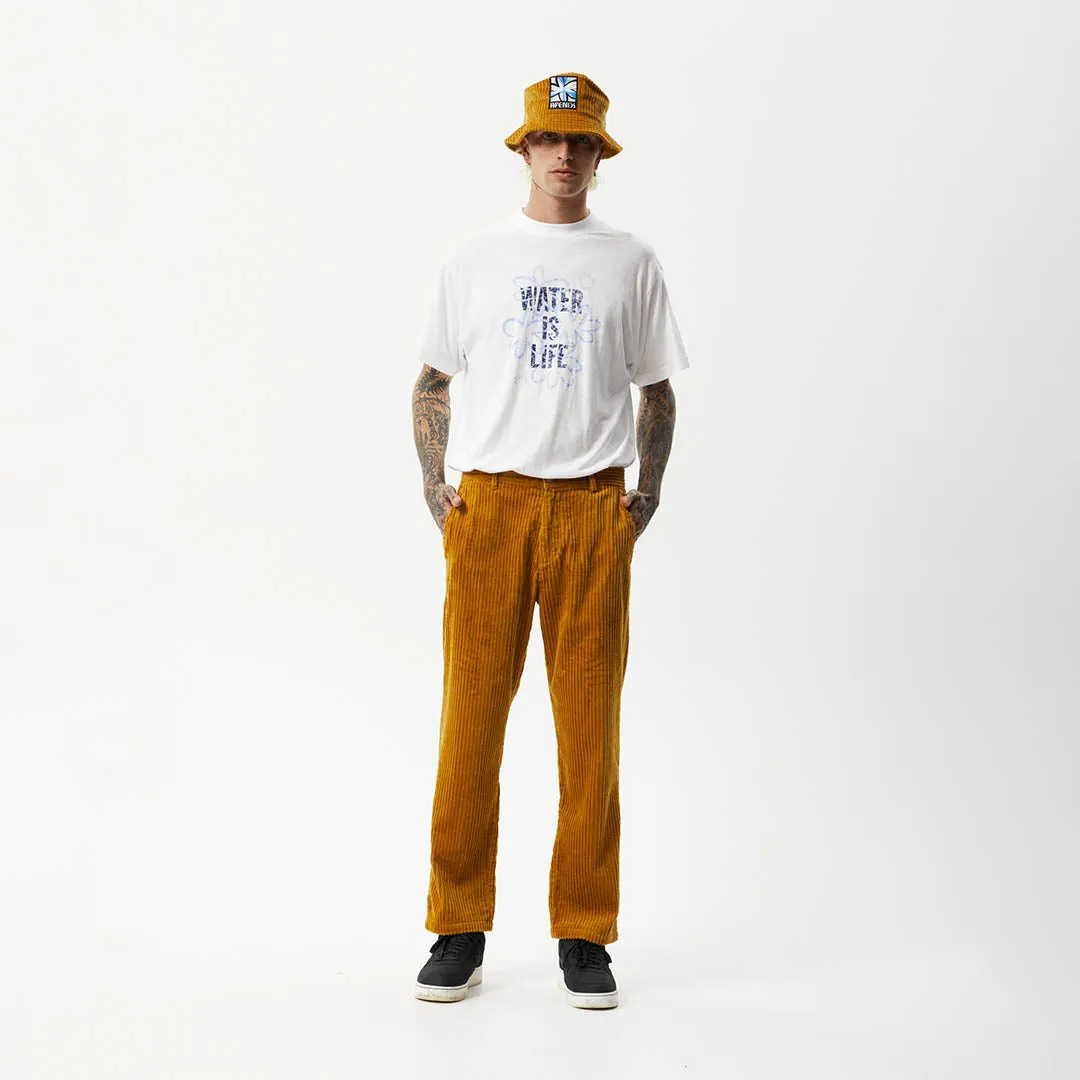 AFENDS Mens Waterfall Ninety Twos - Corduroy Relaxed Pants - Mustard