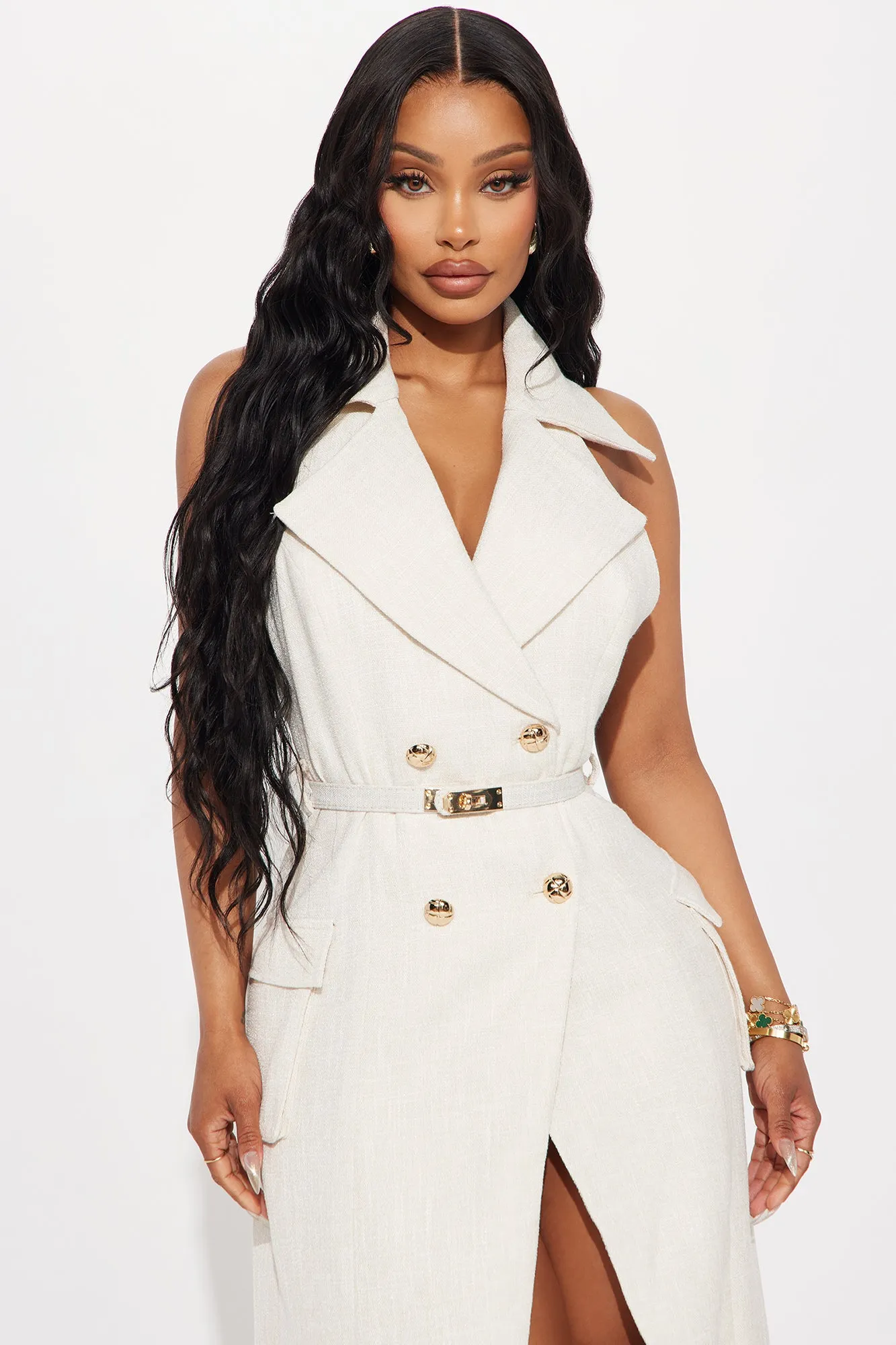 All Business Twill Maxi Dress - Cream