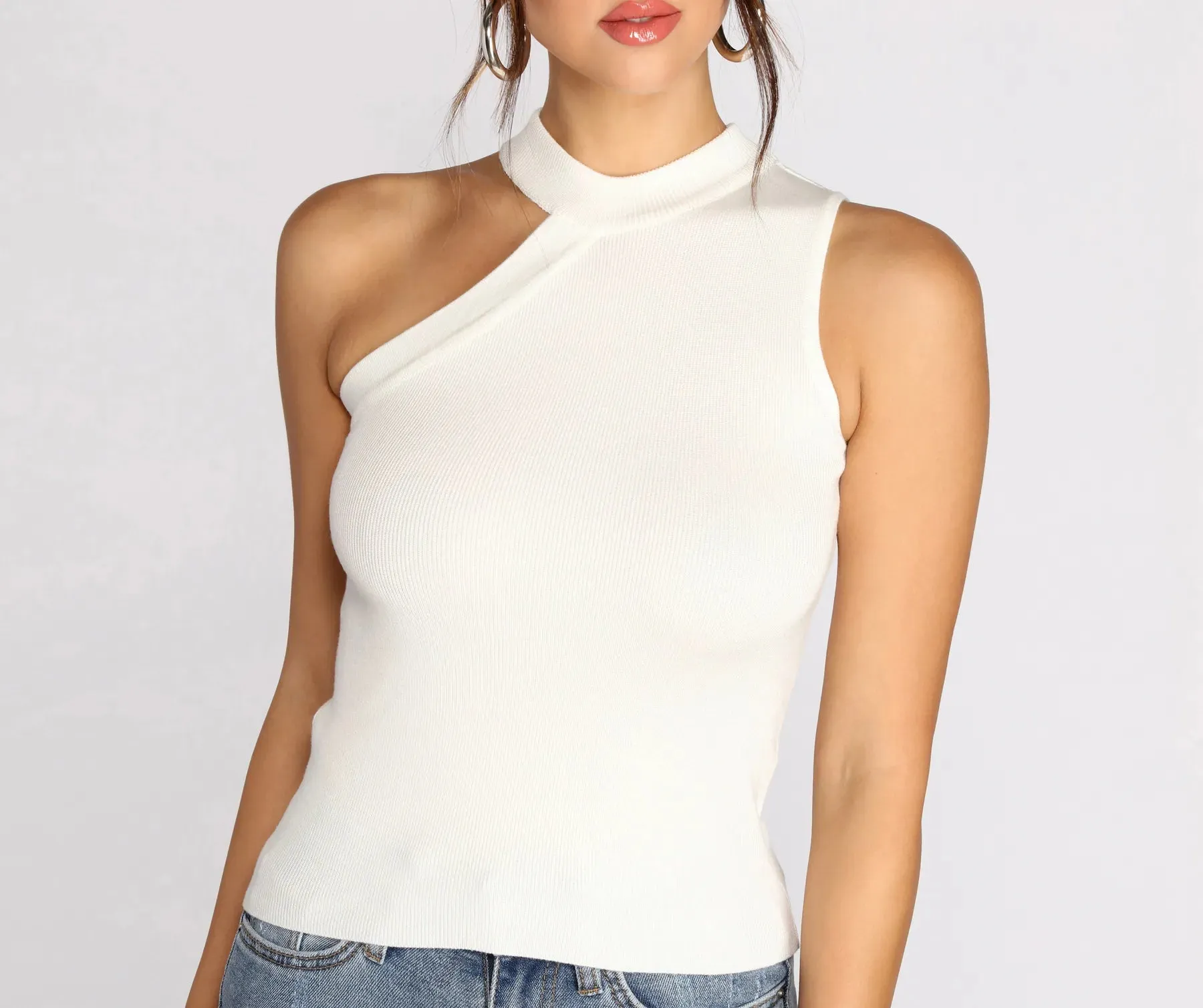 All The Looks Asymmetric Ribbed Top