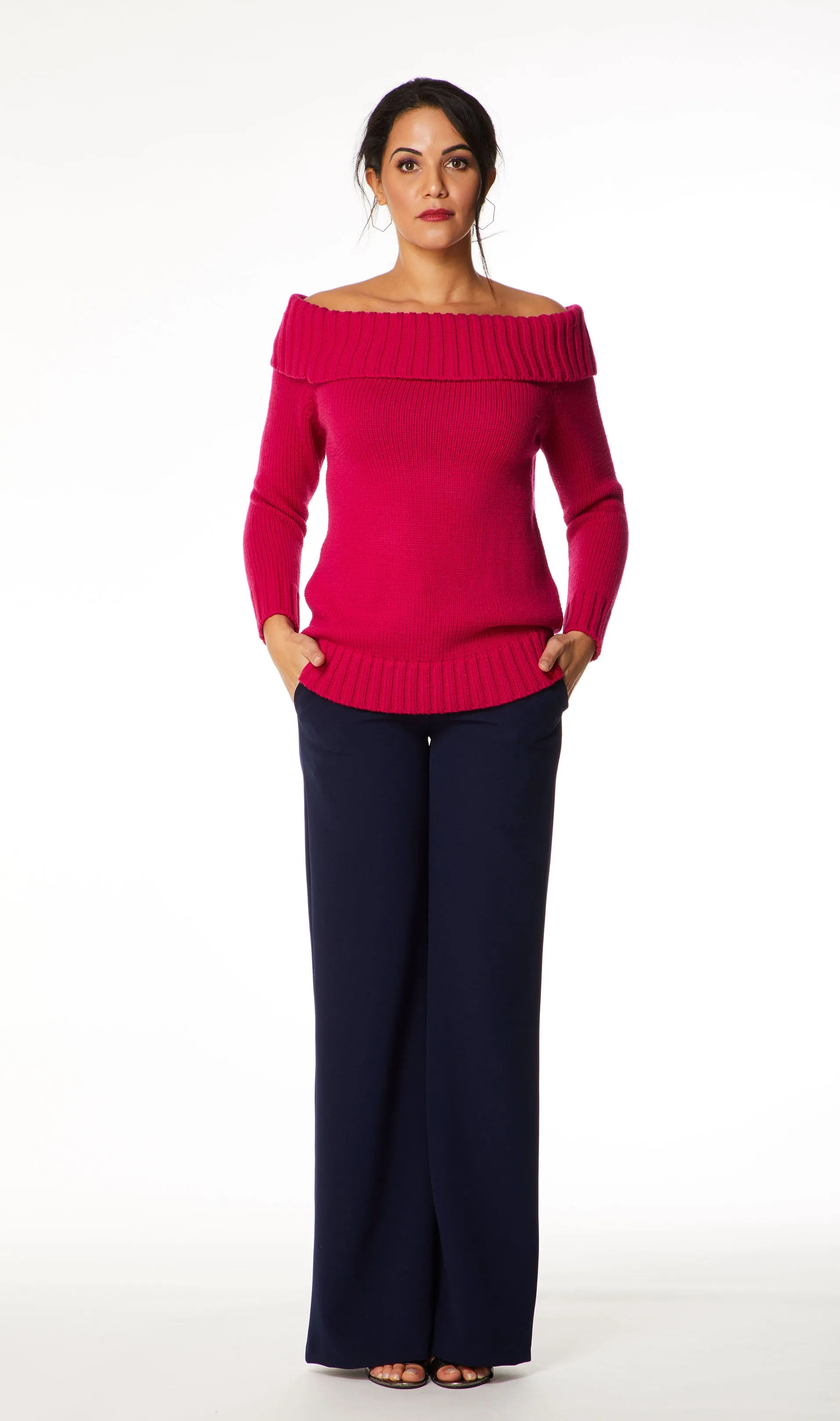 Alta Merino Wool Blend Jumper Bright Pink, Sample, Size Small/Medium