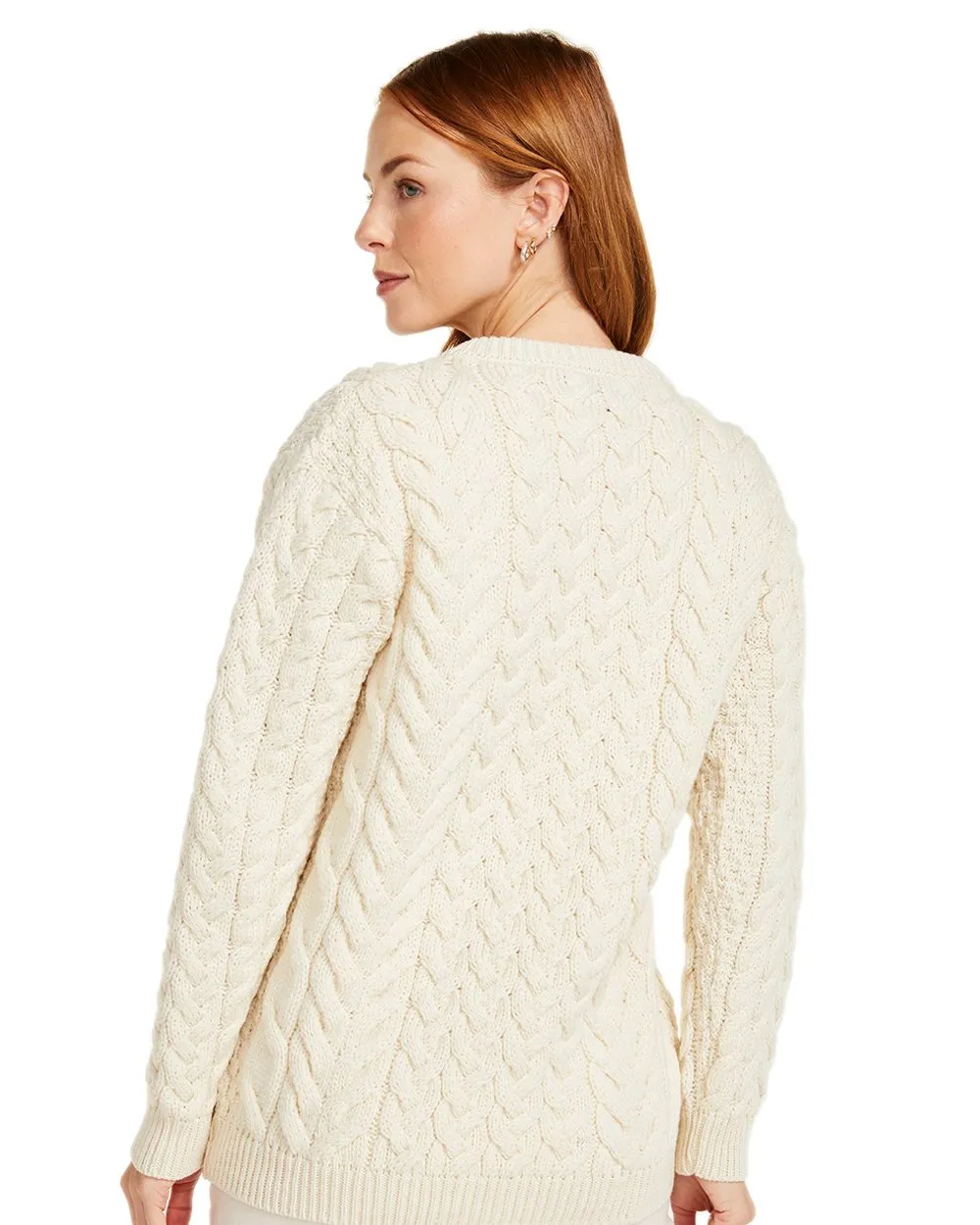 Aran Merino Wool Crew Neck Jumper