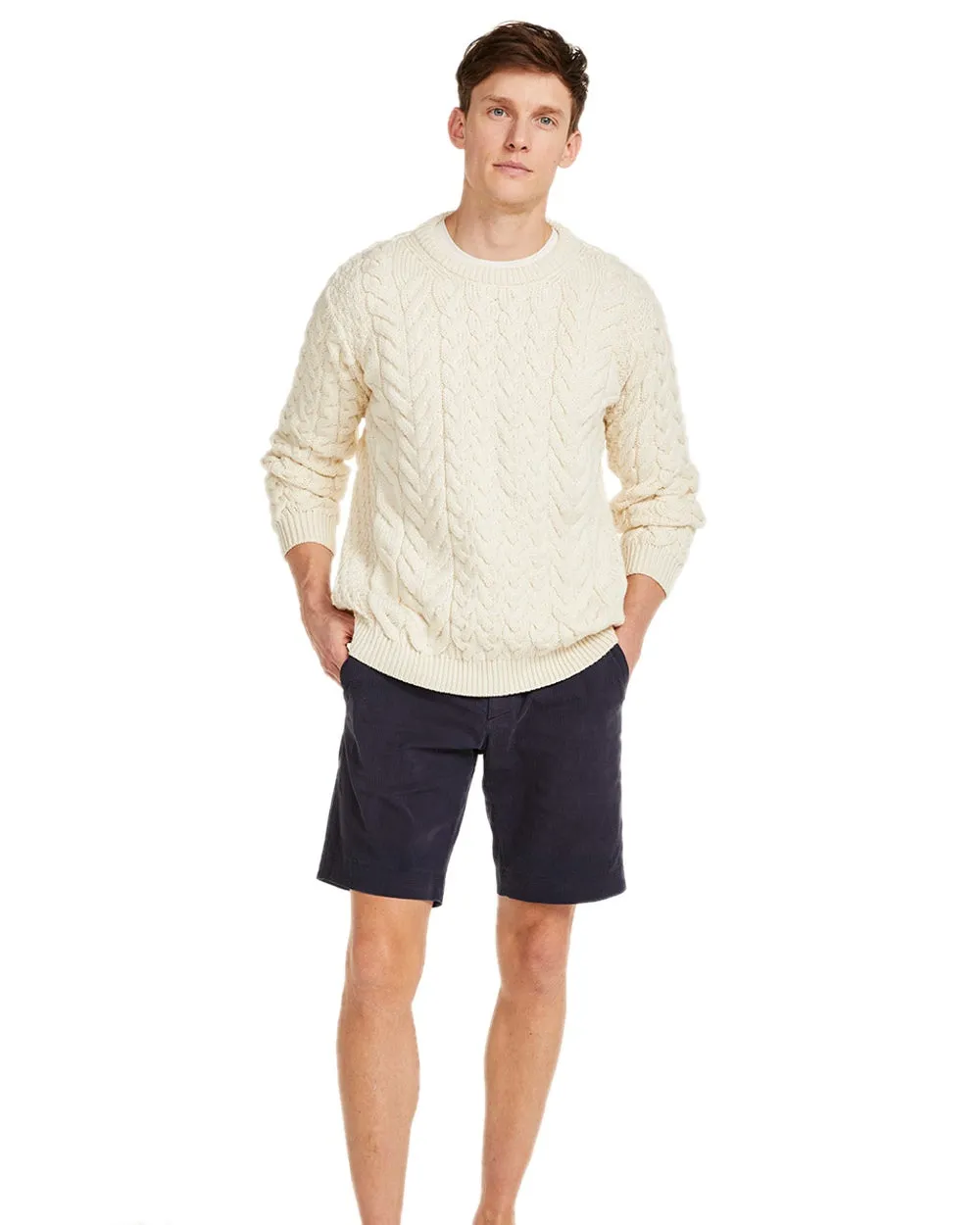 Aran Merino Wool Crew Neck Jumper