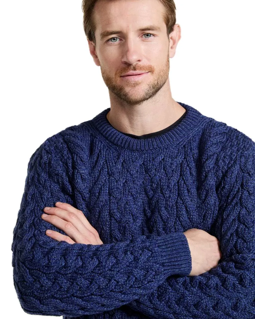 Aran Merino Wool Crew Neck Jumper