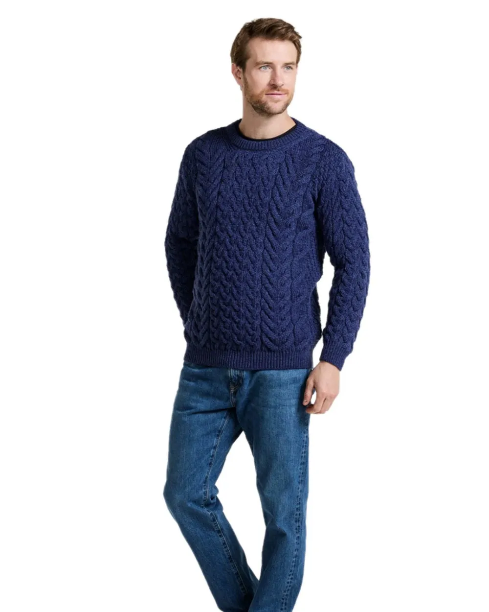 Aran Merino Wool Crew Neck Jumper