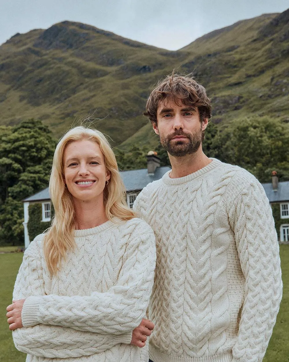 Aran Merino Wool Crew Neck Jumper