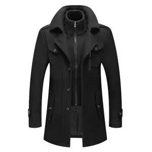 Autumn and Winter Men's Business Double Collar Coat