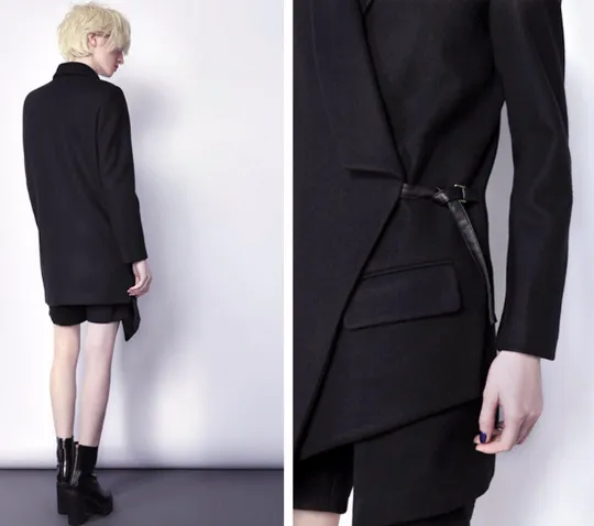 Avant Garde Dark Wool Irregular Cut Women Coat Jacket  Exclusively Ours!