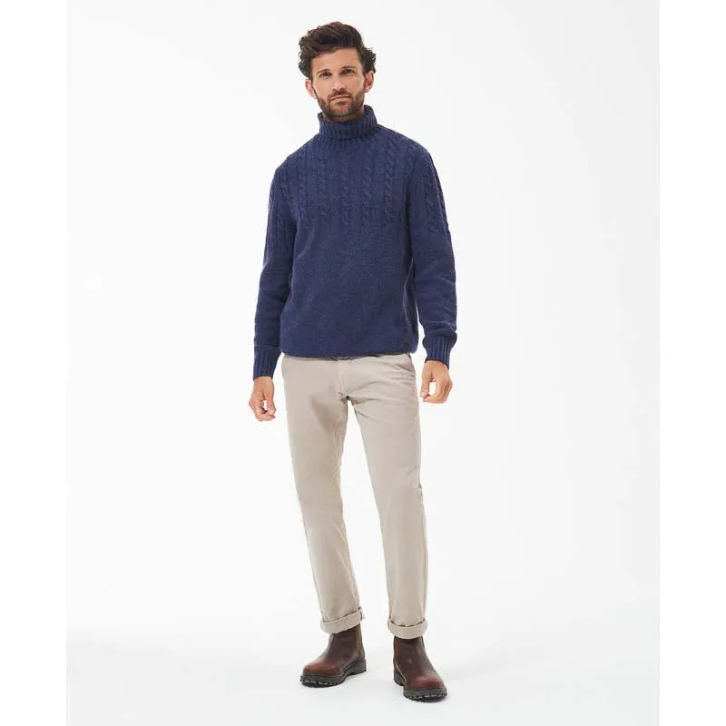 Barbour Duffle Cable Rollneck Mens Jumper - Dark Denim