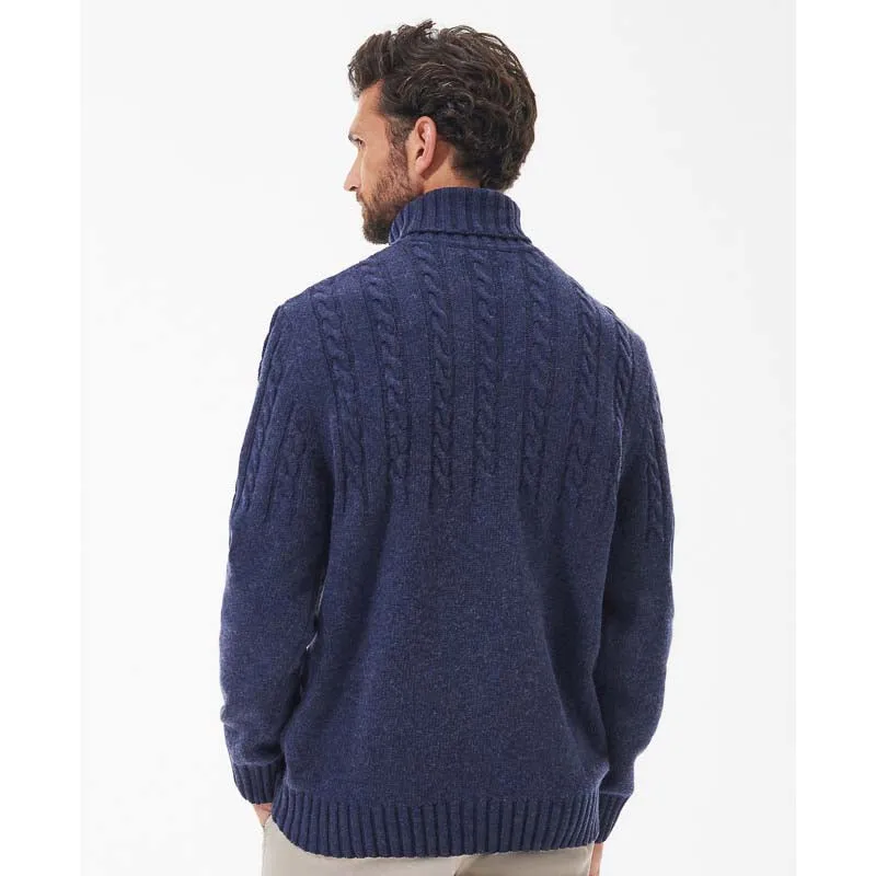 Barbour Duffle Cable Rollneck Mens Jumper - Dark Denim