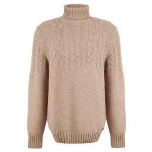 Barbour Duffle Cable Rollneck Mens Jumper - Stone