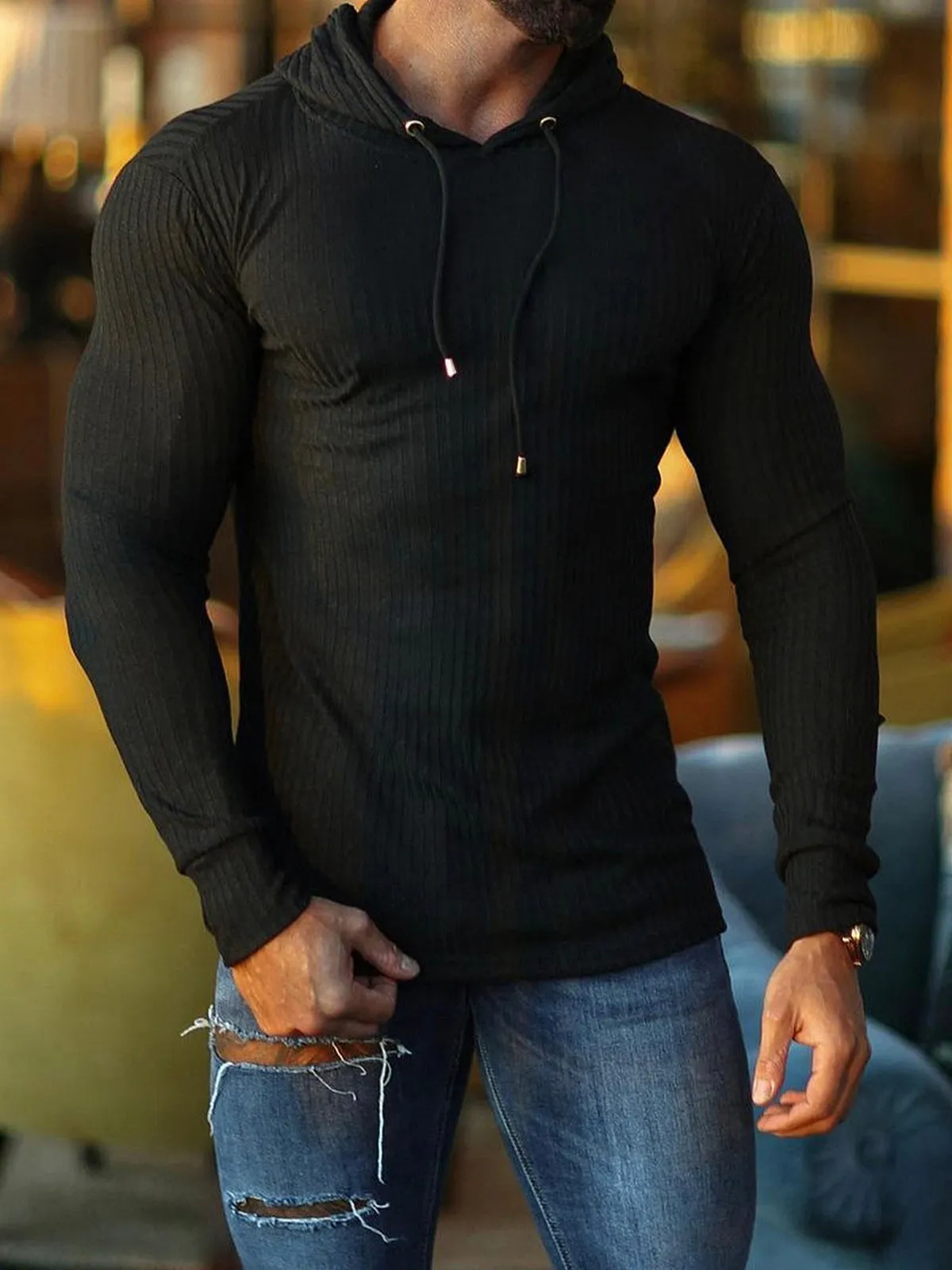 Baselayer Hoodie Stretch Rib Jersey