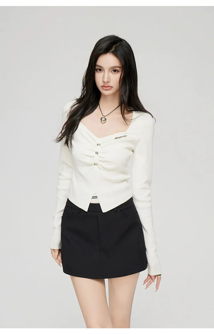 Black & White Wide Neckline Sweater