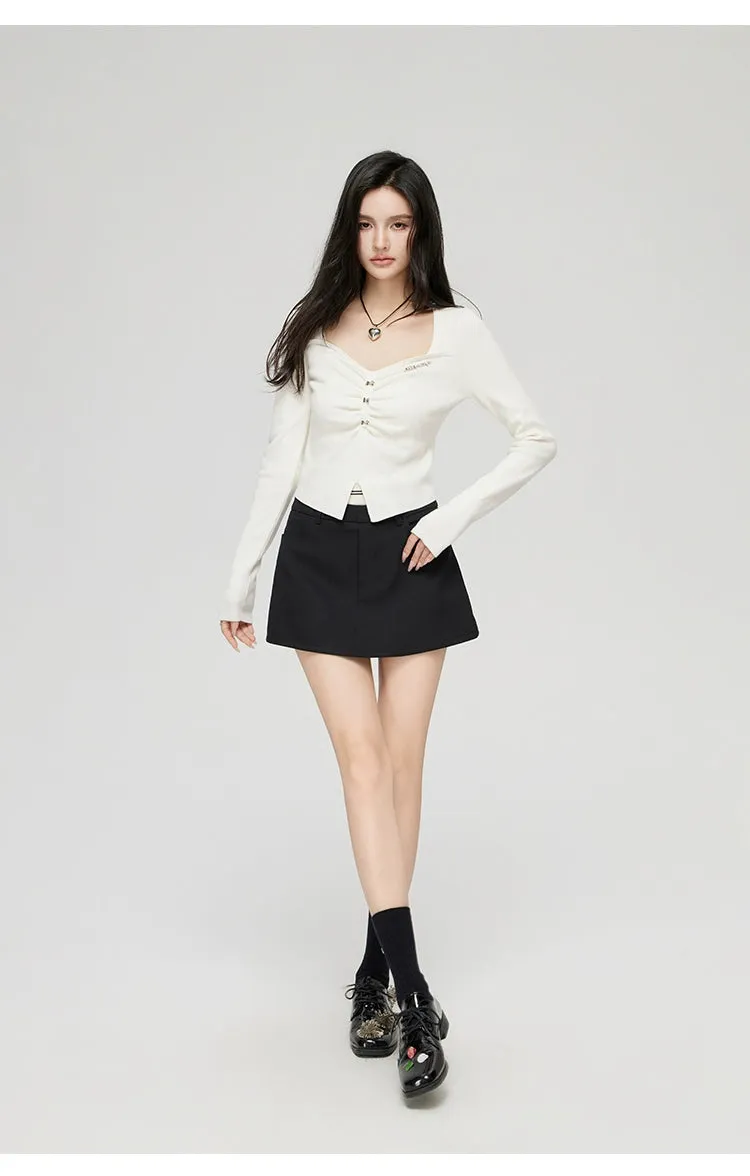 Black & White Wide Neckline Sweater