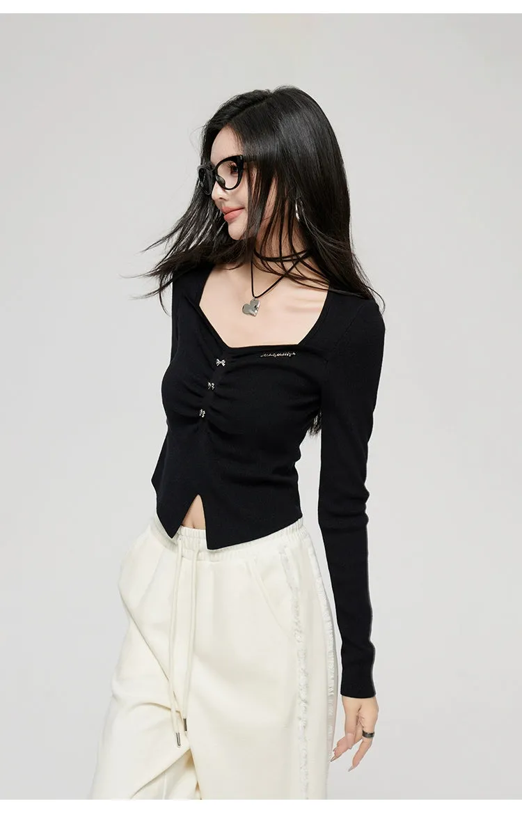 Black & White Wide Neckline Sweater