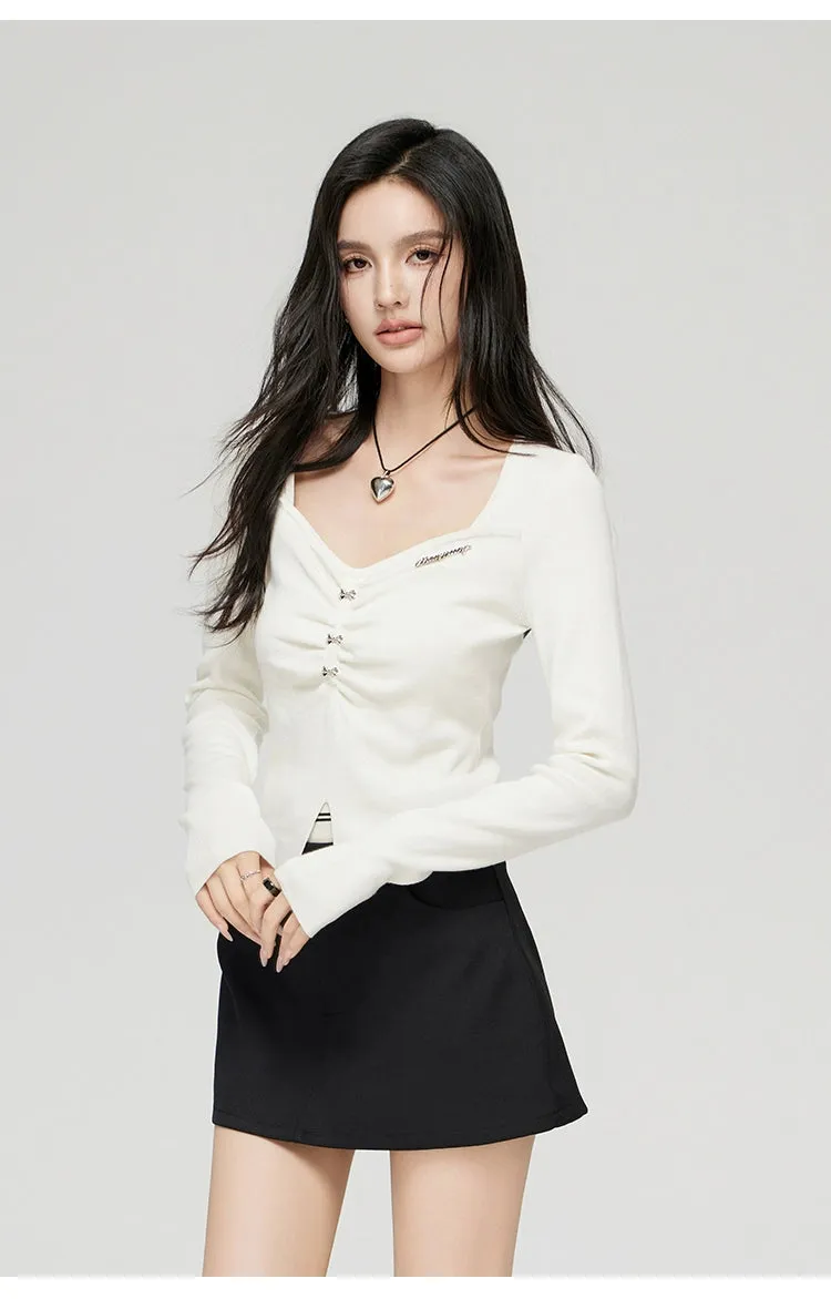 Black & White Wide Neckline Sweater