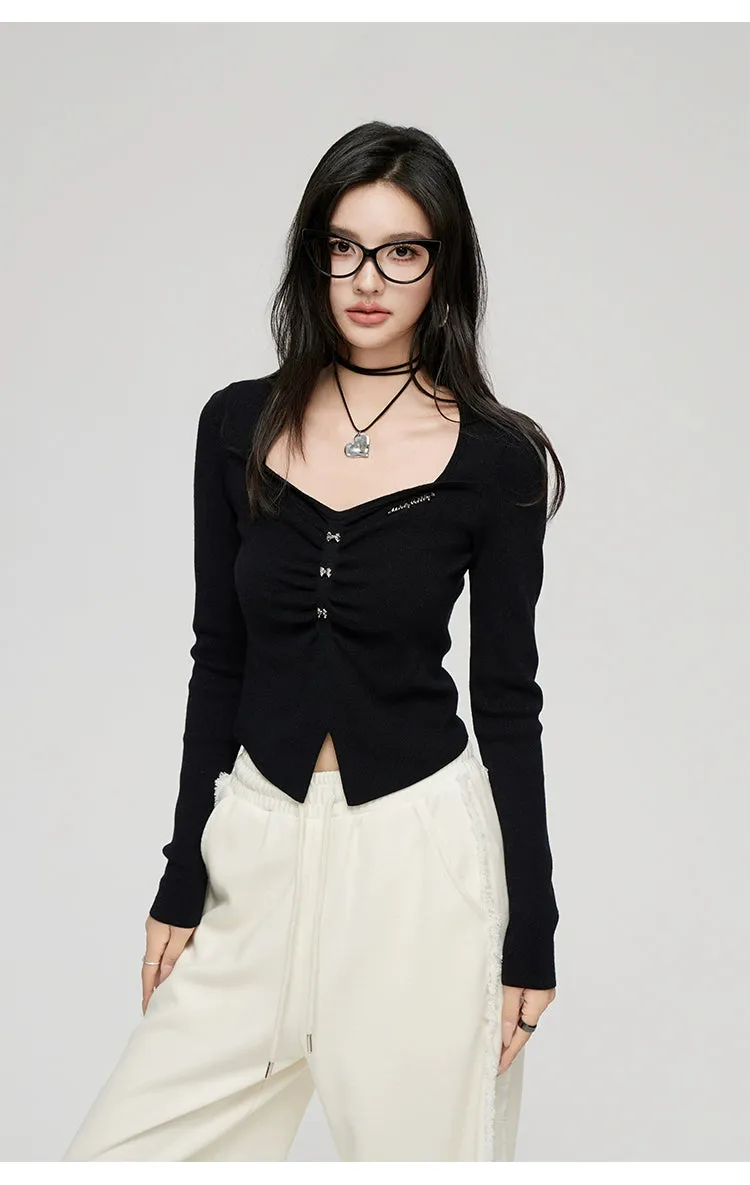 Black & White Wide Neckline Sweater