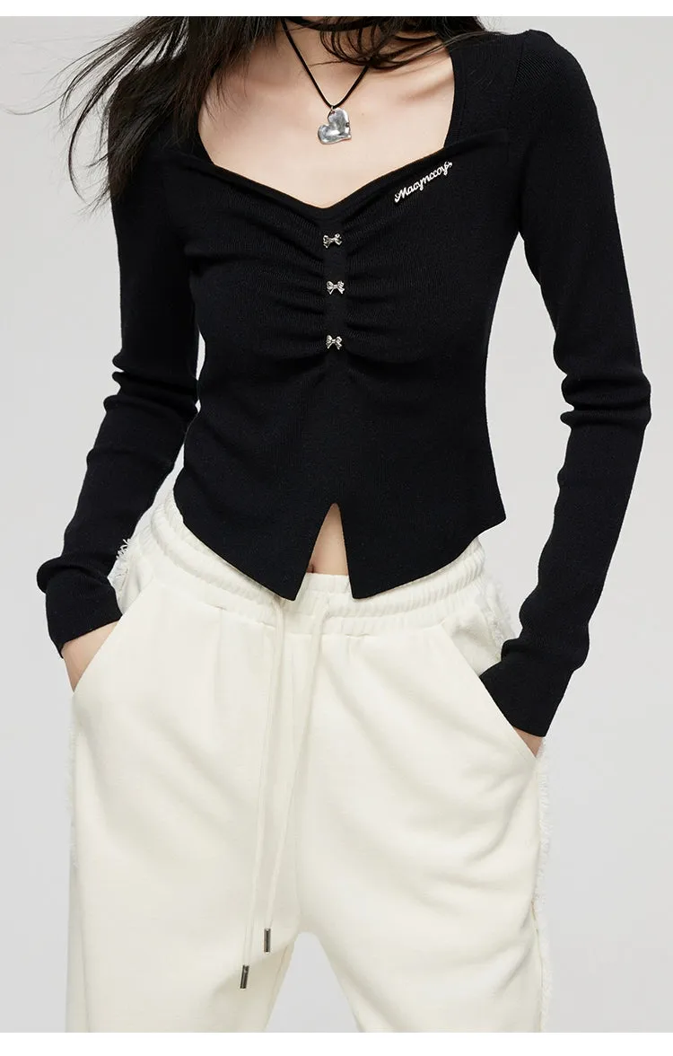 Black & White Wide Neckline Sweater