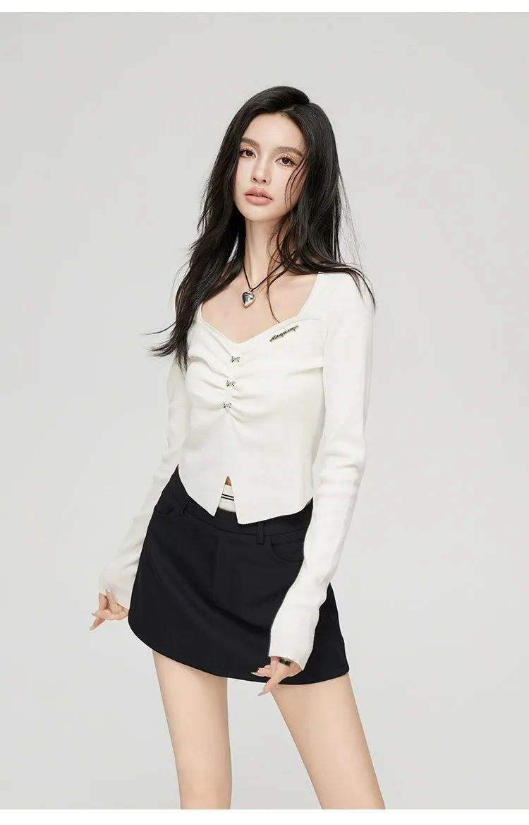 Black & White Wide Neckline Sweater