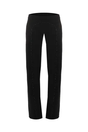 BLACK BUTTON CRYSTAL PANTS