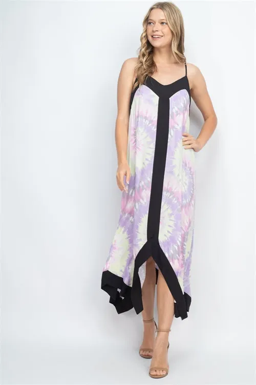 Black Pink and Lilac Maxi Dress