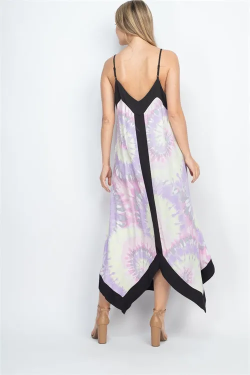 Black Pink and Lilac Maxi Dress