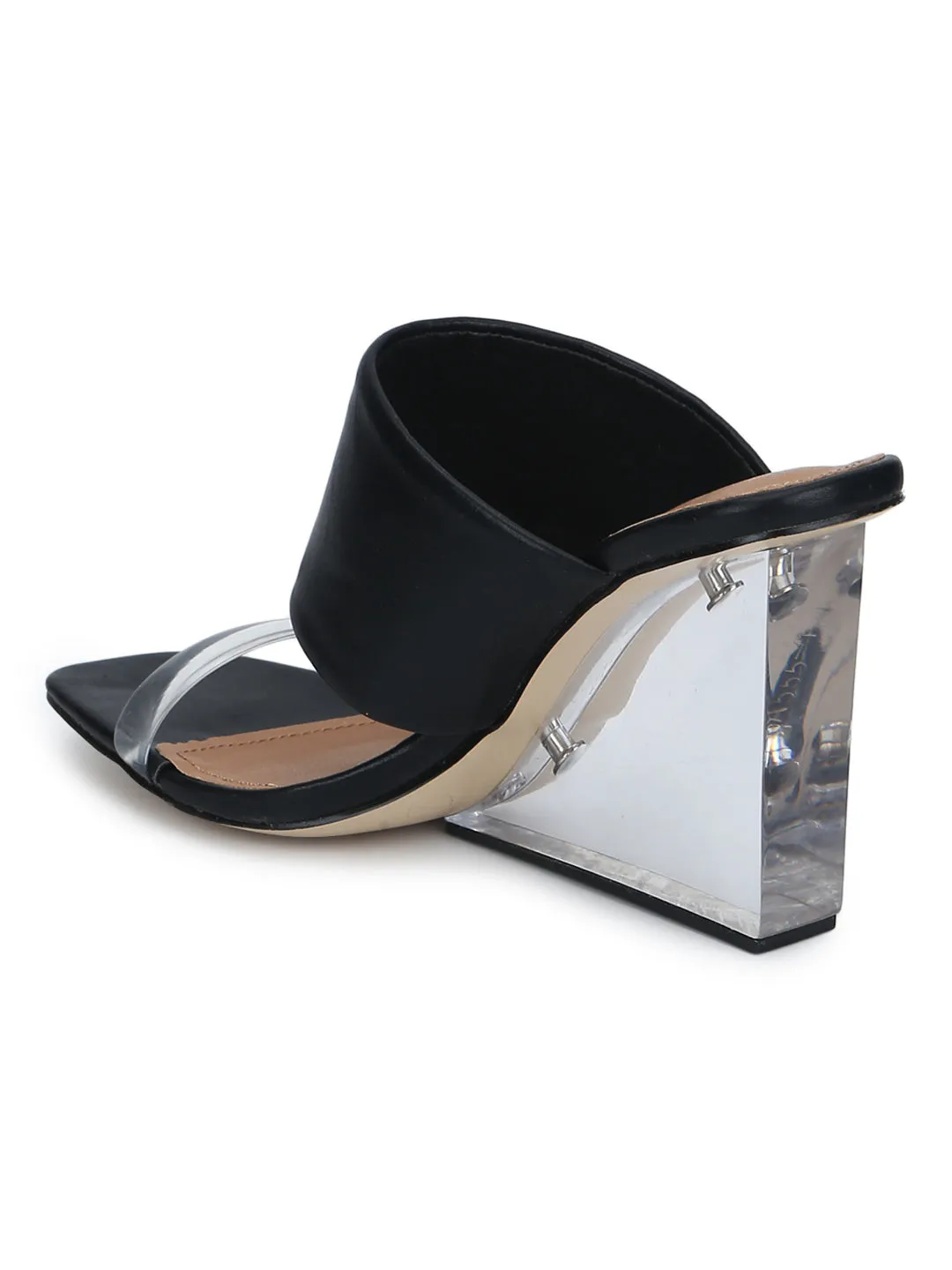 Black PU Slip-on Wedges