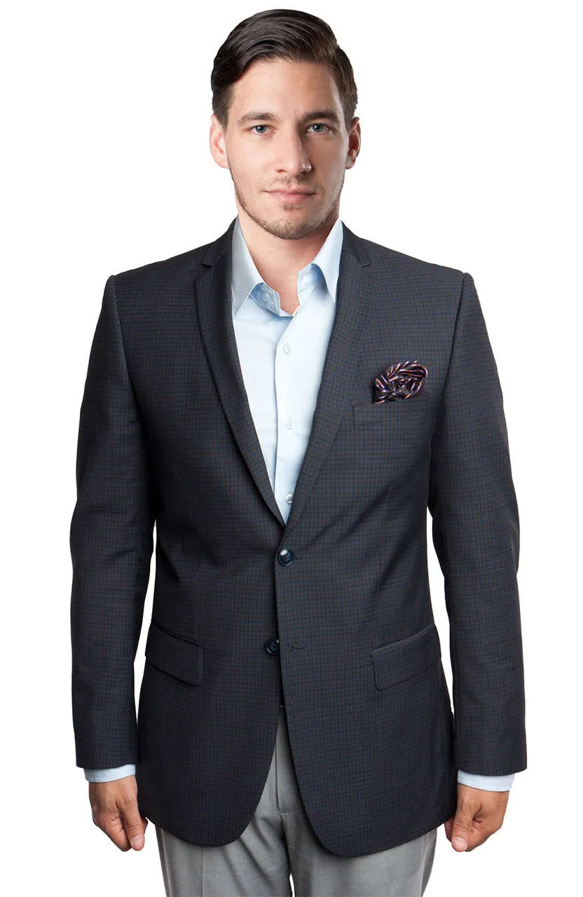 Black Windowpane Notch Lapel Sports Coat