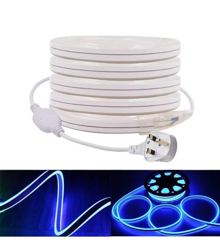 Blue Neon Flex Double Side 220V 240V 120LED/m 8x16mm IP67 Waterproof  Full Kit