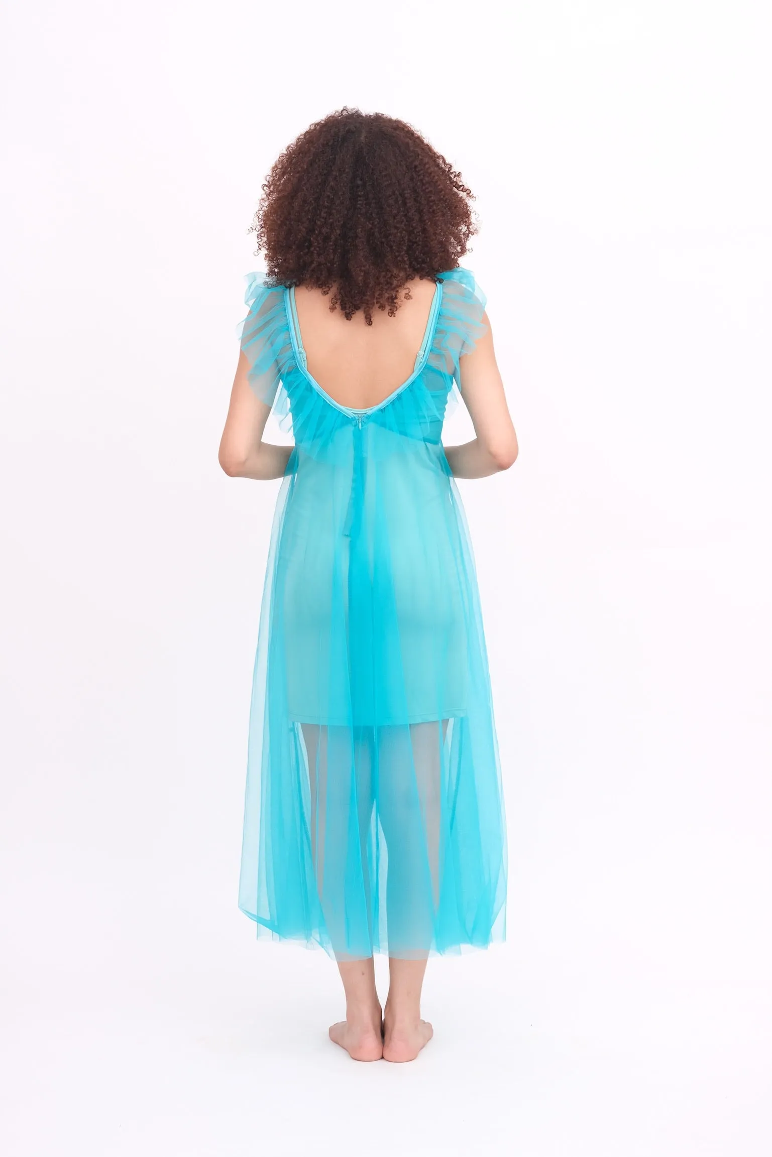 Blue Ruffled Tulle Dress