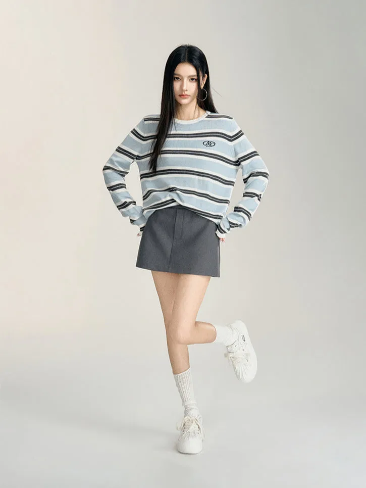 Blue Striped Color-Block Sweater